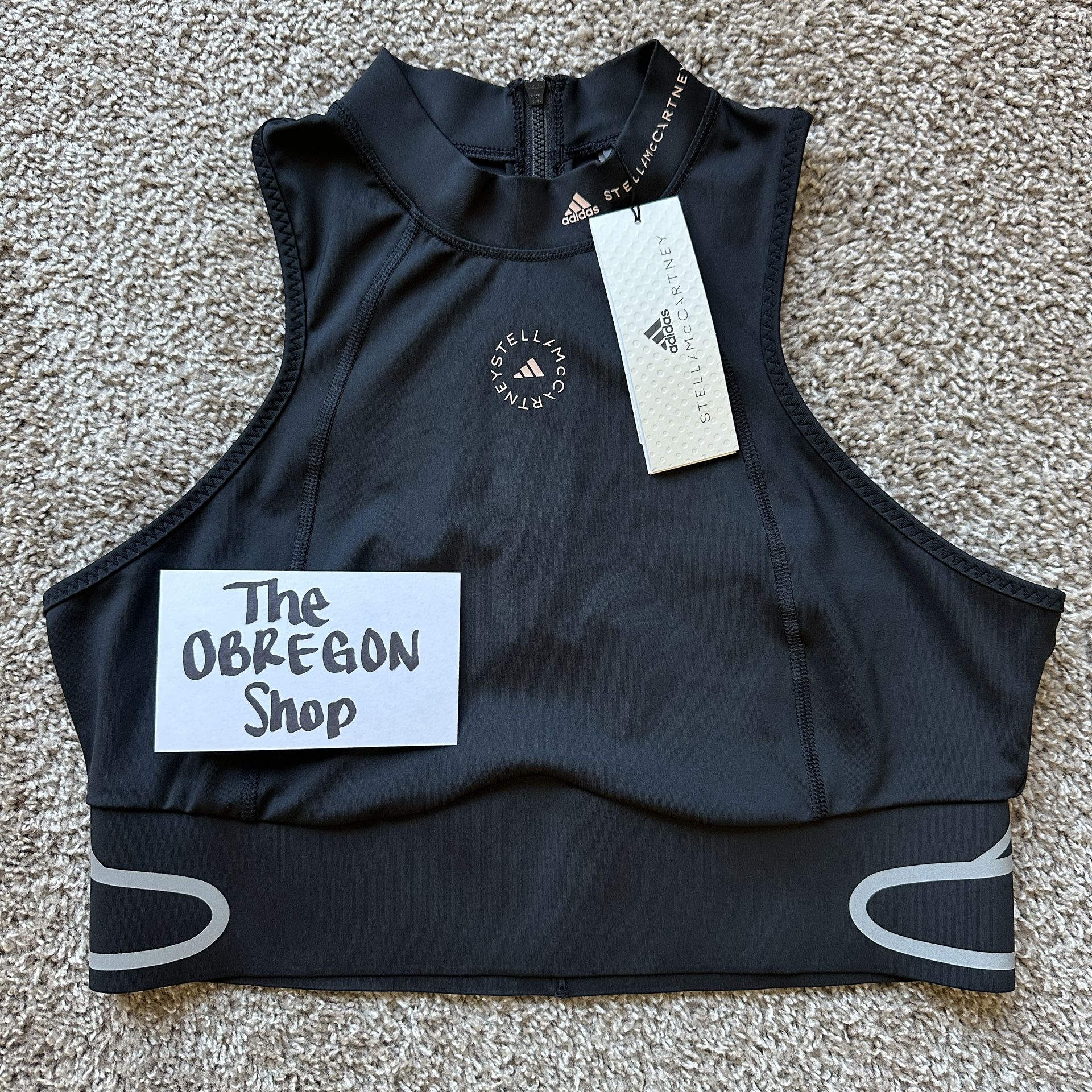 ADIDAS STELLA MCCARTNEY TRUEPACE HEAT RDY RUNNING HIGH NECK ZIP CROP TOP WOMENS SIZE XL BLACK NEW