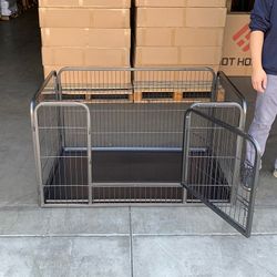 (New) $95 Pet Playpen Heavy-Duty Dog Kennel w/ Plastic Tray, 49x32x28 inches