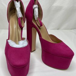 *NEW* Shoedazzle Elena Platform Fuchsia Pink Faux Suede 6” Heel Size 7.5