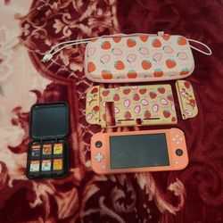 Nintendo Switch + Case And Holder + 6 Games