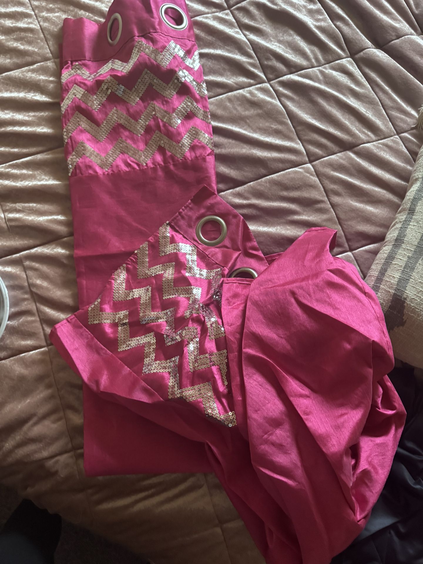 Two Fuchsia Color Curtains