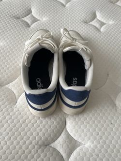 Adidas White and Blue Low-Top Sneakers
