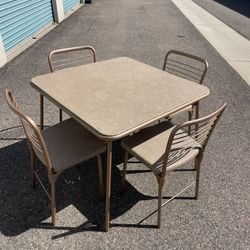 Hamilton Cosco Vintage Mid Century Folding Chairs Brown/ Tan/ Gold (Set of 4) & matching table
