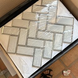 Lot of 8 Premium Mosaics Ice Bevel Herringbone 2mm x 4mm x 8mm Tiles Glass