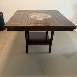 Square Wooden Dining Hightop Table w/ Lazy Susan