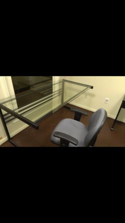 Glass metal desk