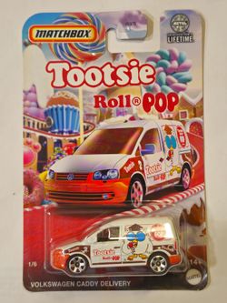 MATCHBOX # 1 OF 6 . TOOTSIE ROLL POP CANDY SERIES . VOLKSWAGEN CADDY DELIVERY VAN .