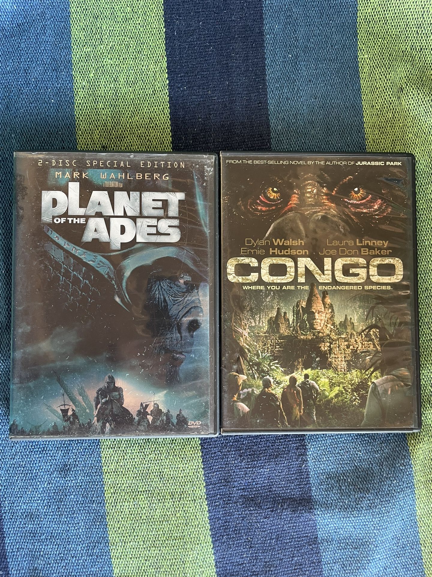 🎬 Adventure & Sci-Fi DVD Bundle – Congo & Tim Burton’s Planet of the Apes – 2 Movie Lot - $5