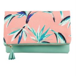 Brand New - Rachel Pally Leather-Trimmed Reversible Floral Clutch