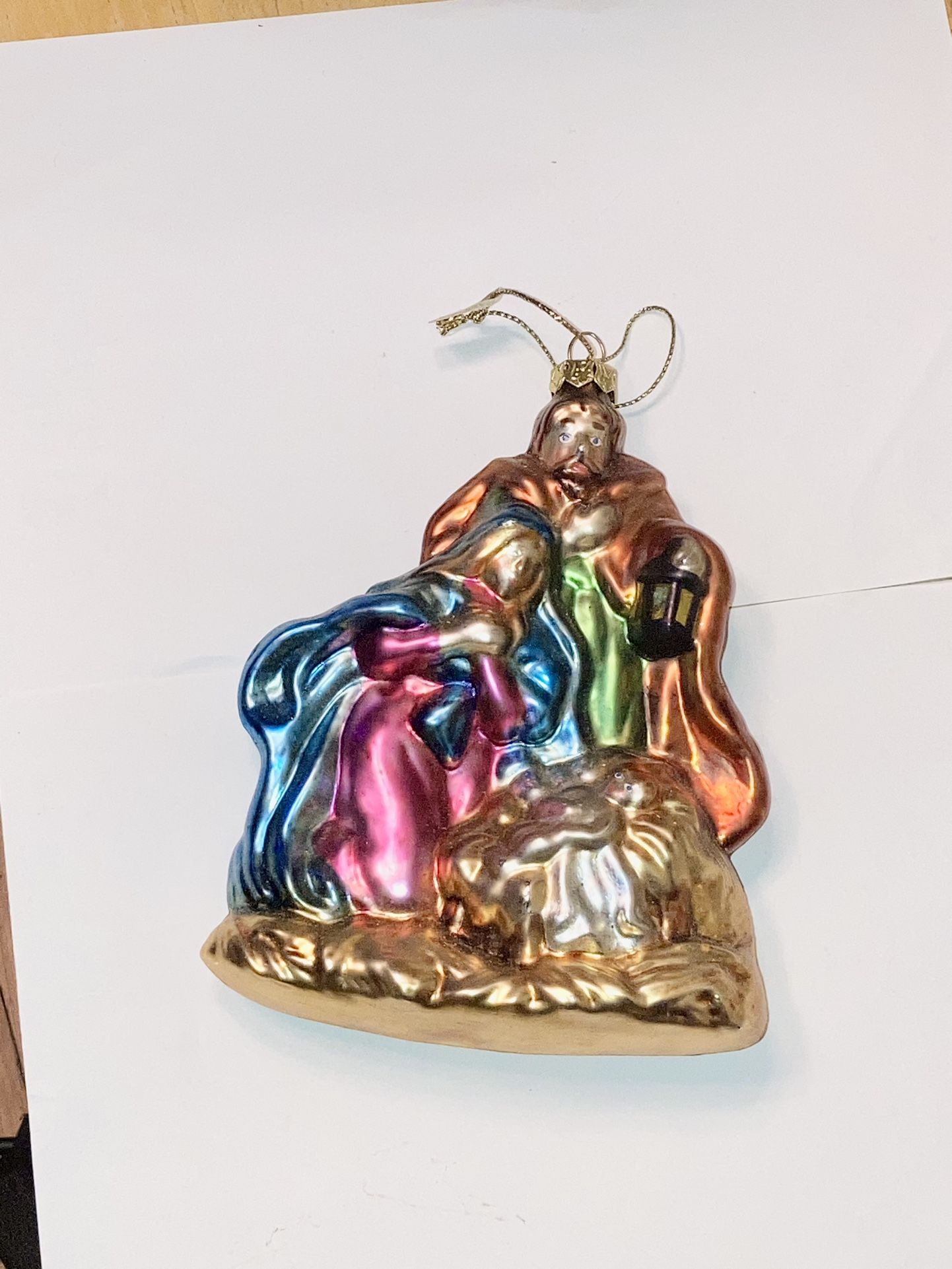 Vintage Glass Blown Nativity Ornament 