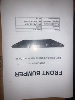 Front bumper ford bronco 2021-2023 not sport