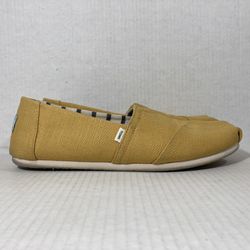 TOMS Earthwise Classic Yellow White Comfort Casual Canvas Slip-On Flats Wmns Sz 10