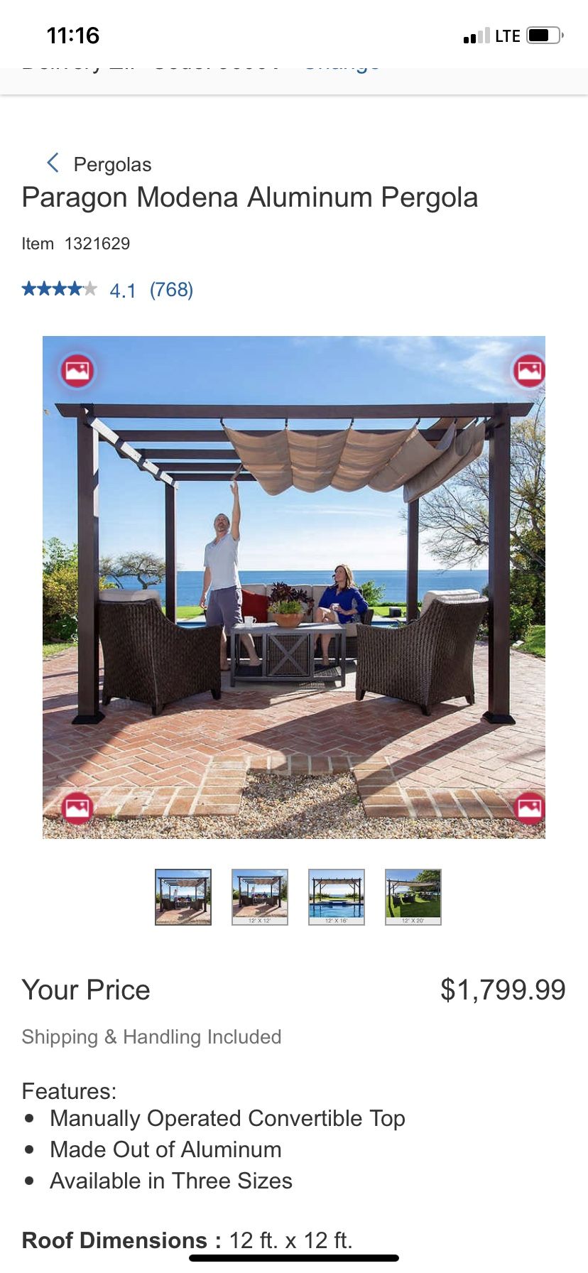 Costco 12 X 12 Modena Pergola With Espresso Structure