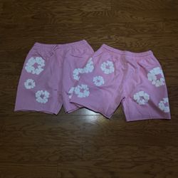 Pink Denim Tear Shorts 