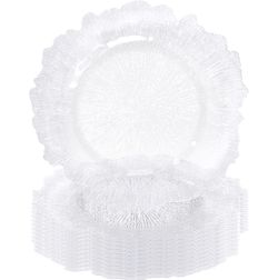 Tomeurperf 10 Clear Charger Plates - 13" Ruffled Rim With Flora Reef Design