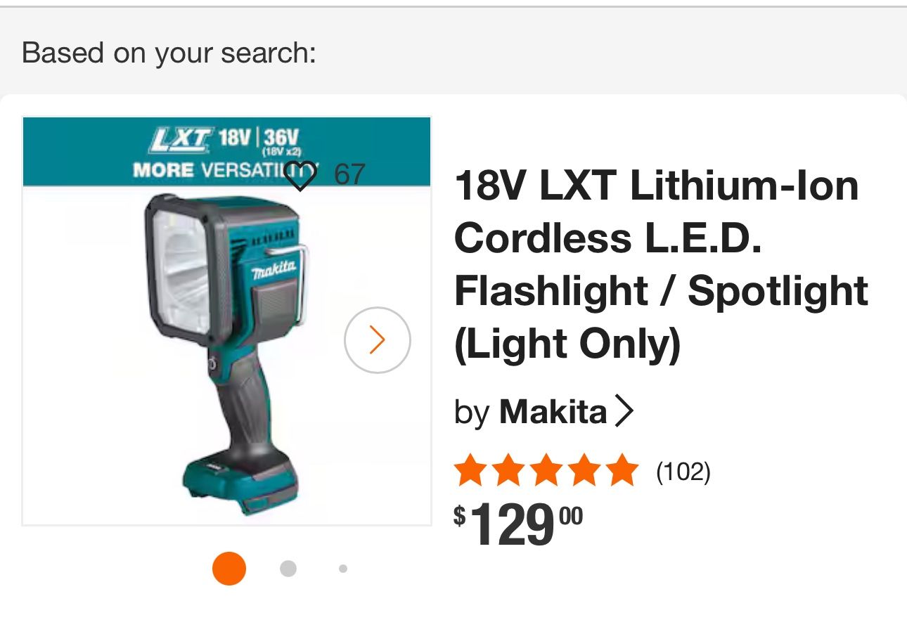 New Makita Flash Light 18volt Tool Only $75