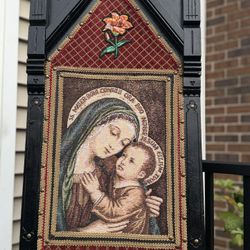 Antique Refurbished Gothic Church Chair On Wheels /64” Back High /Gorgeous pies of vintage art!