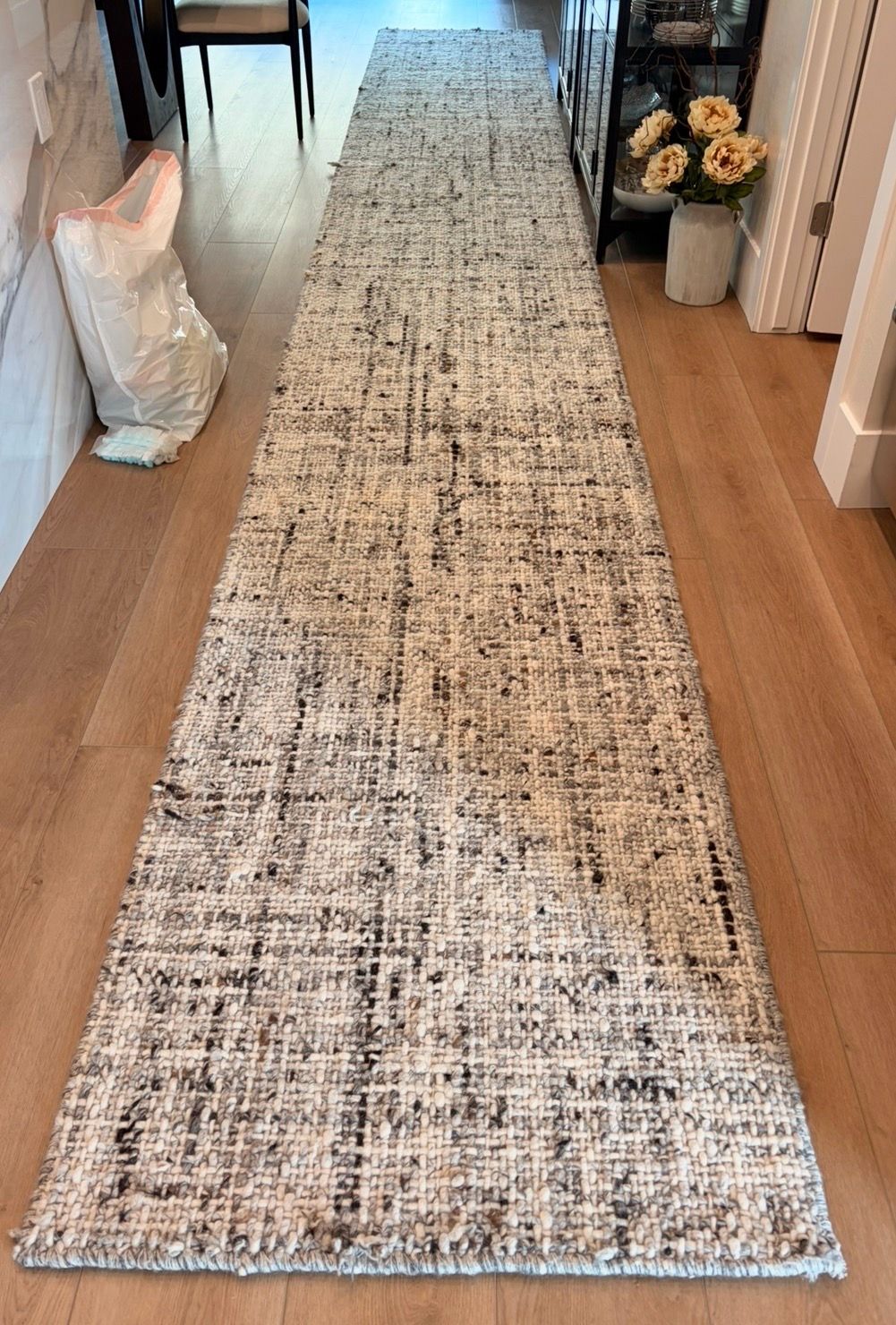 Extra Long Wool Runner Rug 3x22 ft – Gray Marble (Designer Quality)