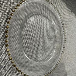 12" Gold Beaded Round Glass Charger Plates
