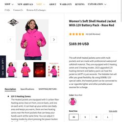 New Women's Soft Shell Heated Jacket With 12V Battery Pack - Rose Red