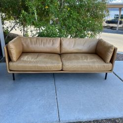 Crate & Barrel Wells 84” Leather Sofa Couch ( Can Deliver For $10 )