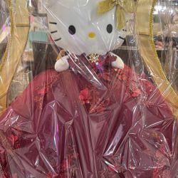 Hello kitty Quince dress Burgundy Red Gold Toy