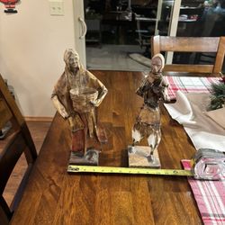 Vintage Set of 2 Mexican Paper Mache Figures Hand Made 