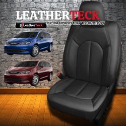 Chrysler Pacifica 2017-2025 Katzkin Leather Seats Upholstery kit 3ROW  Black Wrap coffee contrast all stitch - $1,795