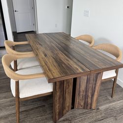 Oak Dining Table with Modern Chairs