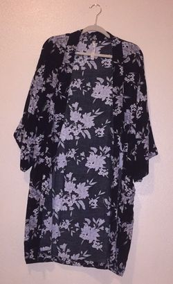 Spiritual Gangster Maya Kimono, Black Floral, One Size