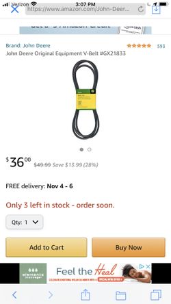 John Deere mower belt 48”