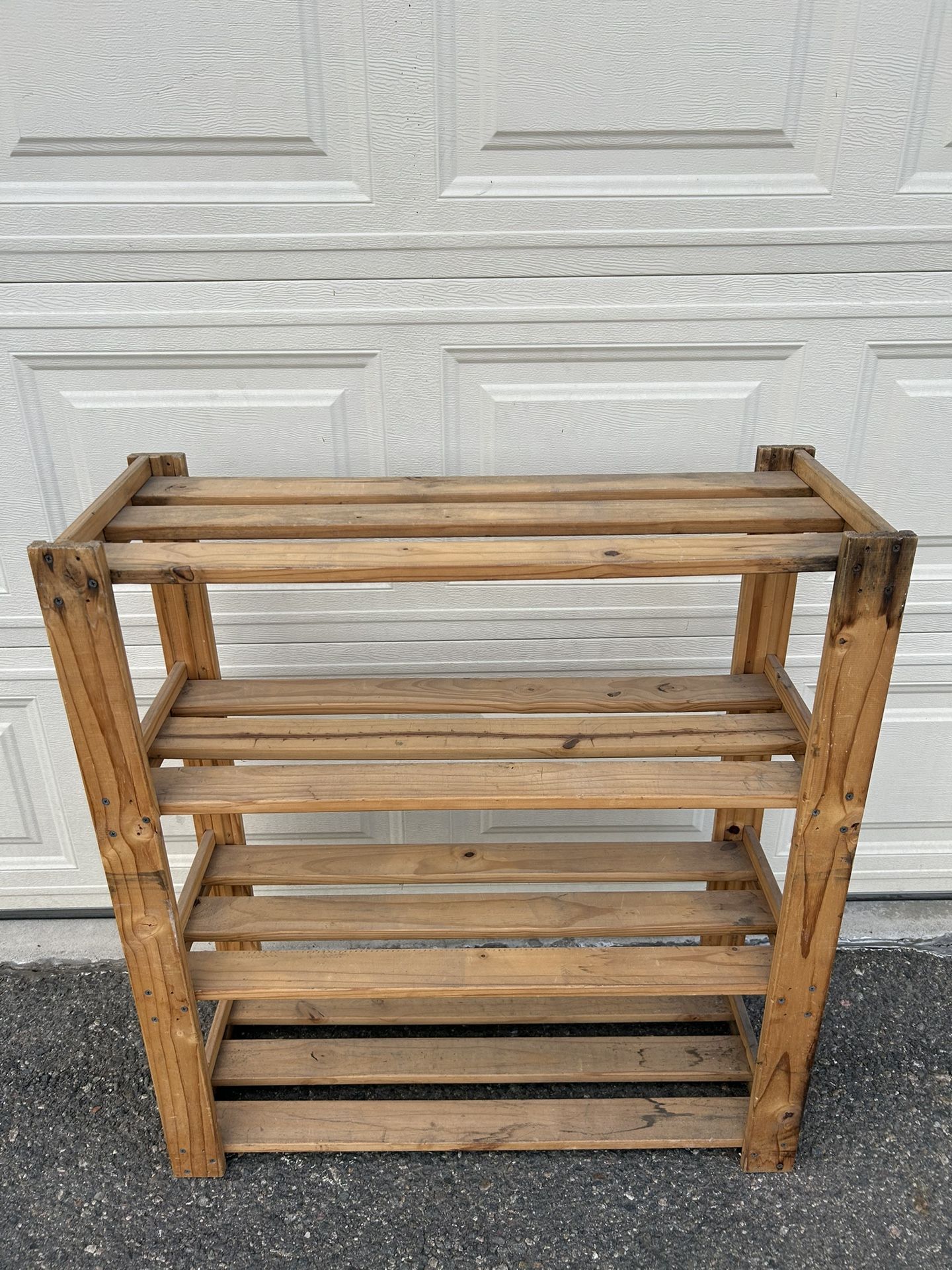 Multi-Tiered Plant Stand Movable Wood plant Size :12.5 "D x 32.5 "W x 36 "H Very good quality Original price : $50up