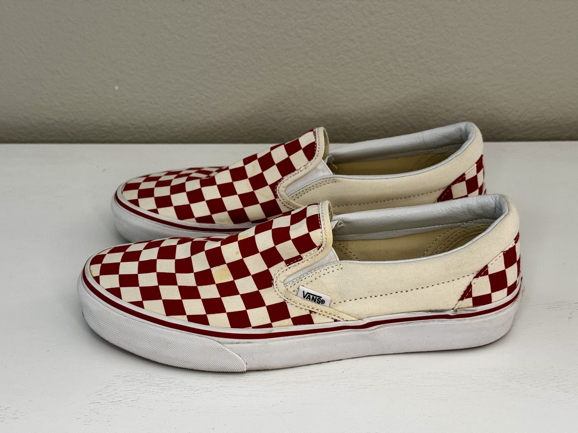 VANS Classic Slip-On (Checkerboard) Red/True Size 8.5 Mens