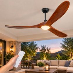 🔥new inbox🔥Obabala 70" Outdoor Ceiling Fan with Light and Remote, Solid Wood 3-Blade Ceiling Fan with DC Motor for Patio and Farmhouse, Dark Walnut