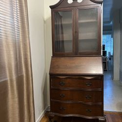 Vintage Serpentine Secretary Desk