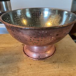 12” Diameter Copper Colander Footed