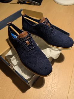 Cole Haan Navy Knit Wingtip Oxford Shoes