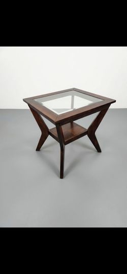 Mid-Century Modern Wood & Glass End Table