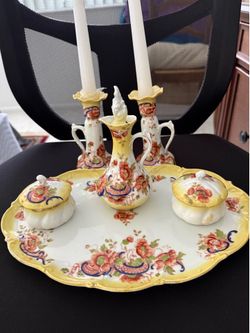 Hand painted vintage dresser set