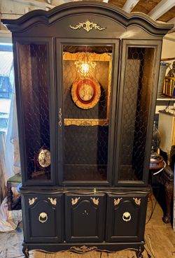 Vintage Victorian French provincial hutch with Chandelier