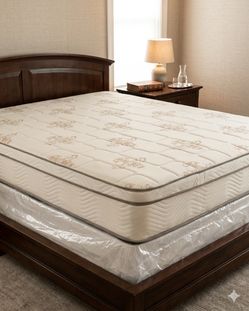 New king mattress and box springs bed frame is not included