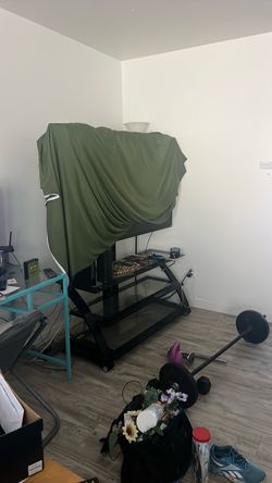 Black TV Floor Stand with Shelves