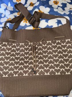 Brown drawstring tote bag