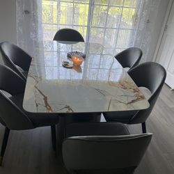 Kitchen  Granite Table With 6 Chairs 