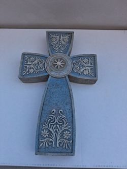 Decorative Blue Embossed Wall Cross
