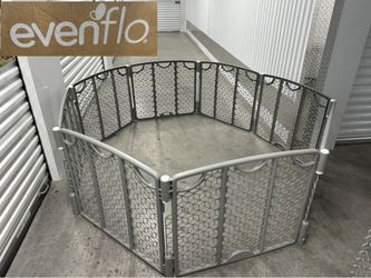 New Open Evenflo Versatile Play Space Adjustable Play Area PlayPen Plastic 8 Panel Cool Gray