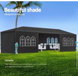 New 10 ft. x 30 ft. Canopy Tent Outdoor Gazebo with 8 Removable Sidewalls-Black ( requires assembly)