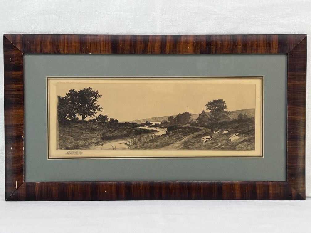 Antique 1901 Landscape Etching by James Tyroler, N.Y.