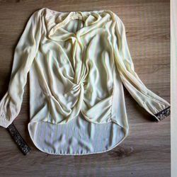 Zara blouse with beaded and rhinestone-embellished sleeves, size S.