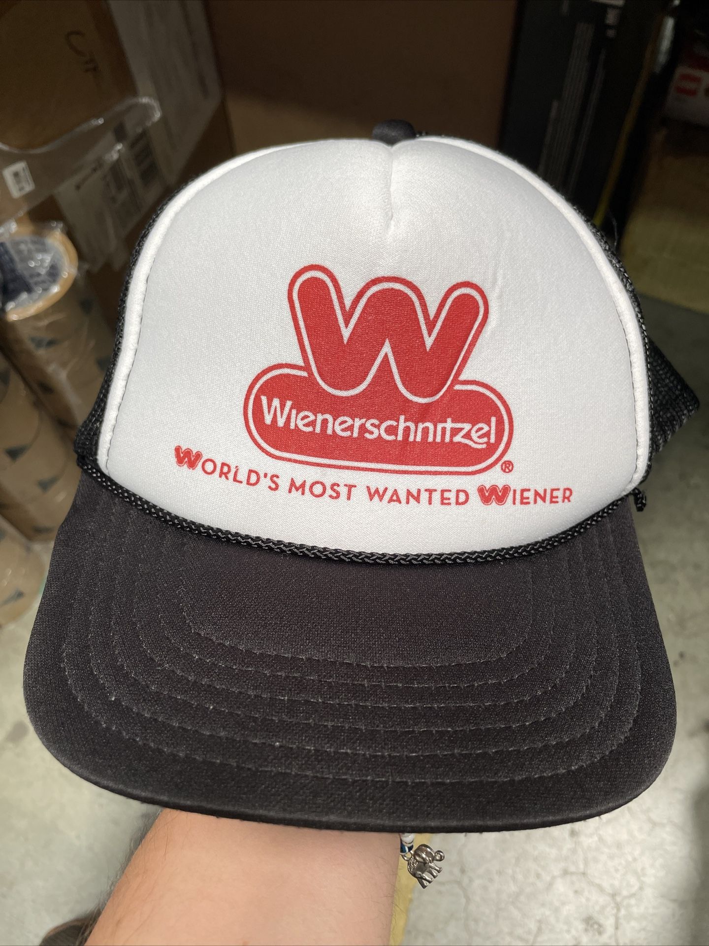 Vintage 90s Wienerschnitzel World’s Most Wanted Wiener Trucker Snapback Hat Blak